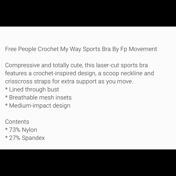 NWOT FREE PEOPLE MOVEMENT CROCHET SPORTS B… - Picture 4 of 5